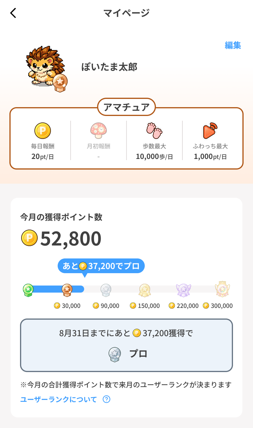 ユーザーランク画面